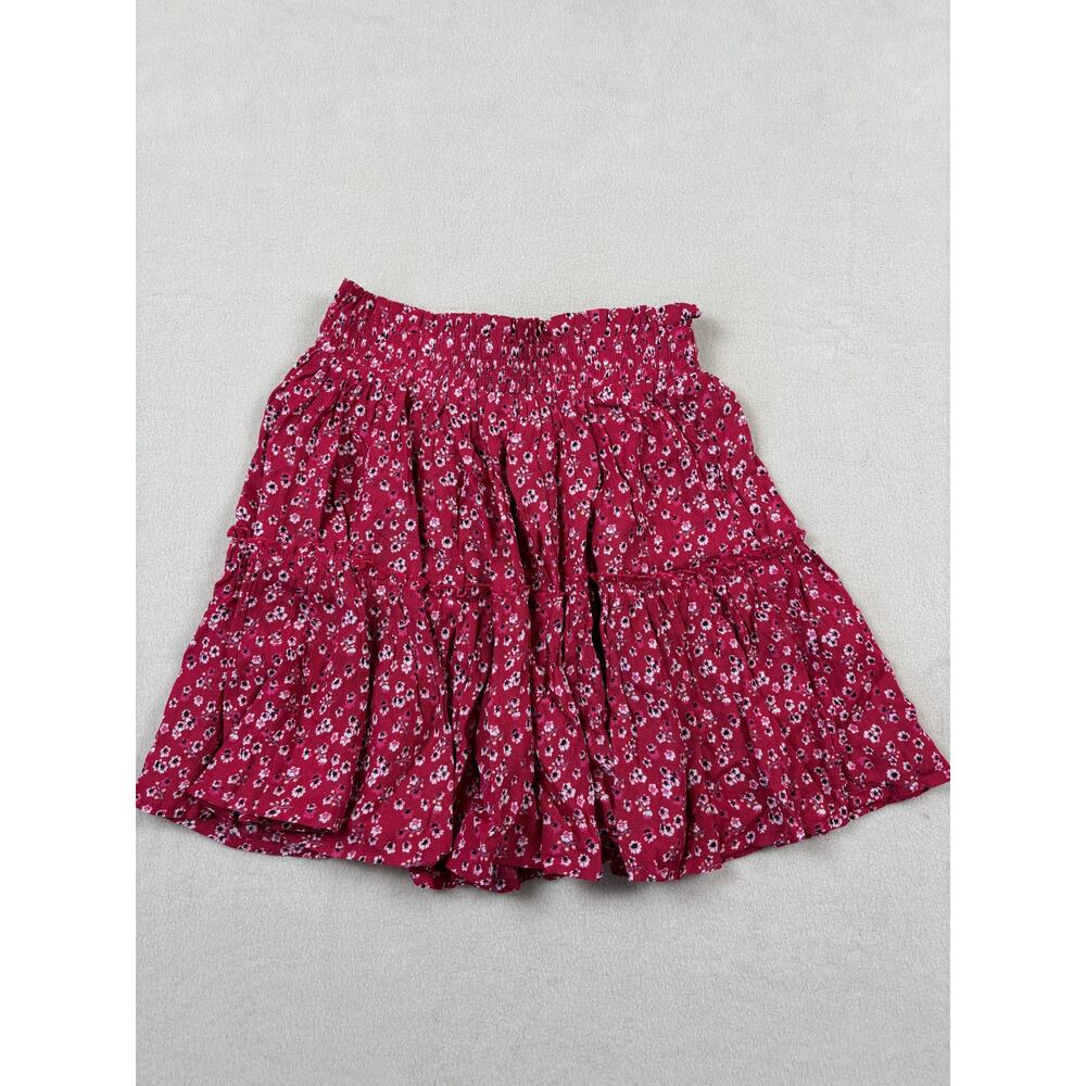 Princess Polly pink floral‎ elastic waist mini skirt size 0